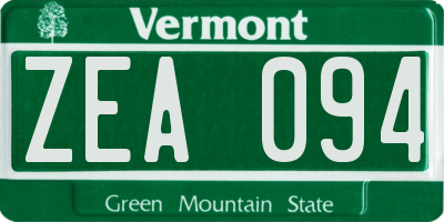 VT license plate ZEA094