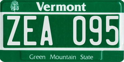 VT license plate ZEA095