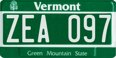 VT license plate ZEA097