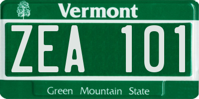 VT license plate ZEA101
