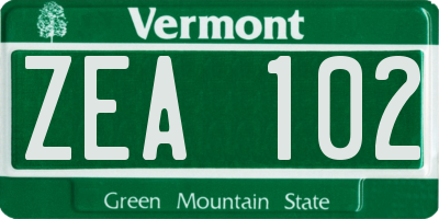 VT license plate ZEA102