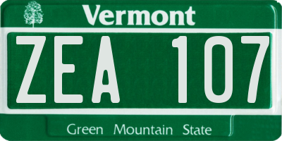 VT license plate ZEA107