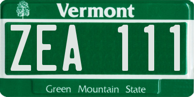 VT license plate ZEA111