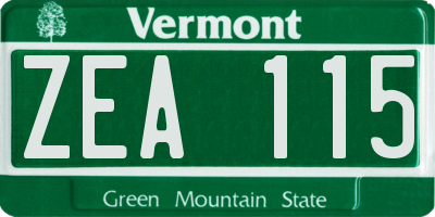 VT license plate ZEA115