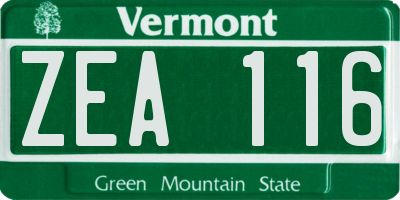 VT license plate ZEA116