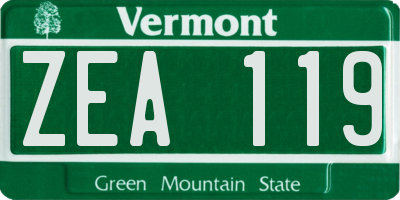 VT license plate ZEA119