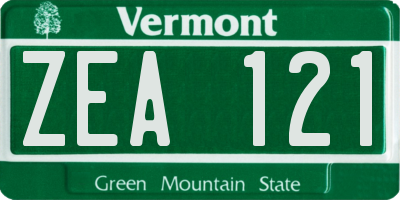 VT license plate ZEA121