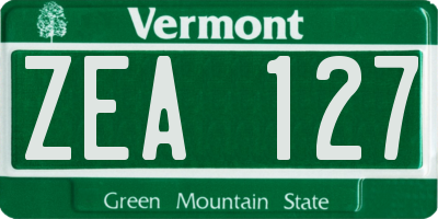 VT license plate ZEA127