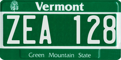 VT license plate ZEA128