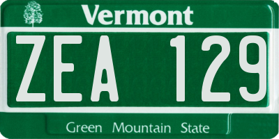 VT license plate ZEA129