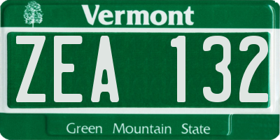 VT license plate ZEA132
