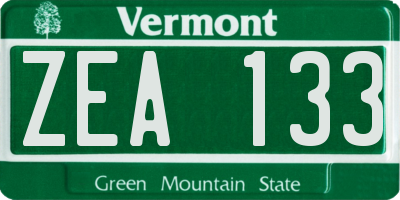 VT license plate ZEA133
