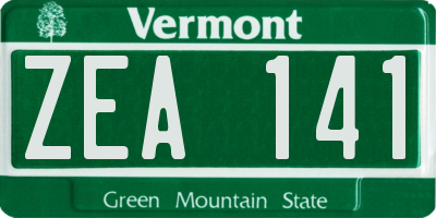 VT license plate ZEA141