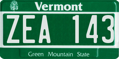 VT license plate ZEA143