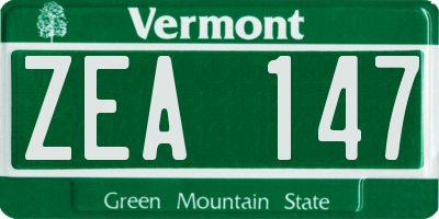 VT license plate ZEA147