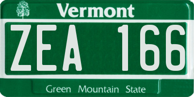 VT license plate ZEA166