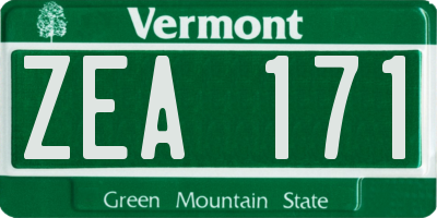 VT license plate ZEA171