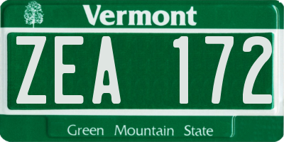 VT license plate ZEA172
