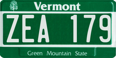 VT license plate ZEA179