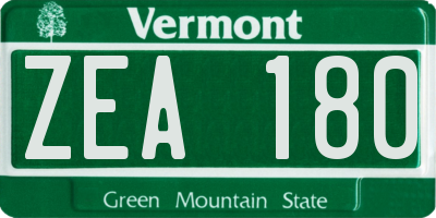 VT license plate ZEA180