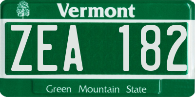 VT license plate ZEA182