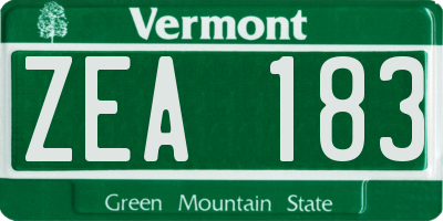 VT license plate ZEA183