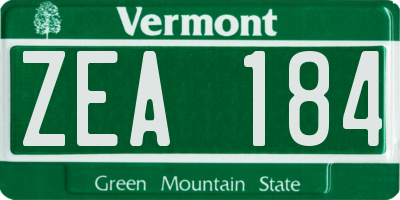 VT license plate ZEA184