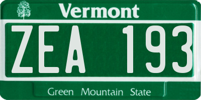 VT license plate ZEA193
