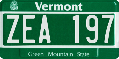 VT license plate ZEA197