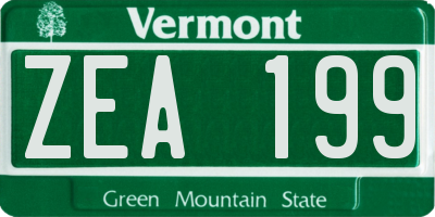 VT license plate ZEA199