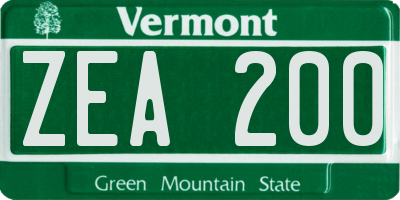 VT license plate ZEA200