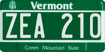 VT license plate ZEA210