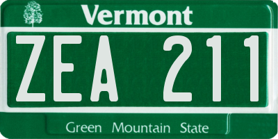 VT license plate ZEA211