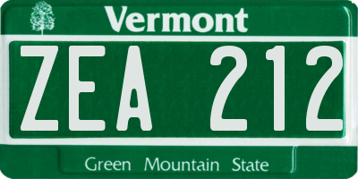 VT license plate ZEA212