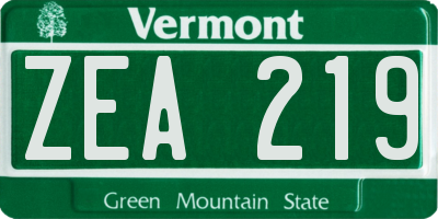 VT license plate ZEA219