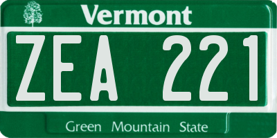 VT license plate ZEA221