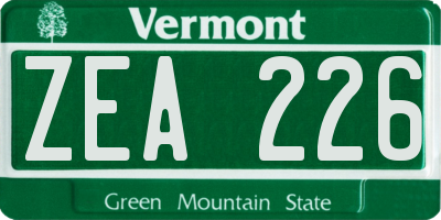 VT license plate ZEA226