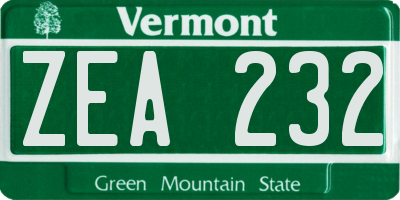 VT license plate ZEA232