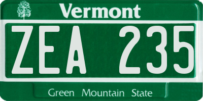 VT license plate ZEA235