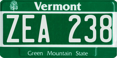 VT license plate ZEA238