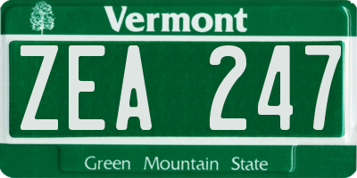 VT license plate ZEA247