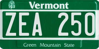 VT license plate ZEA250