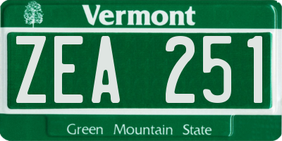VT license plate ZEA251
