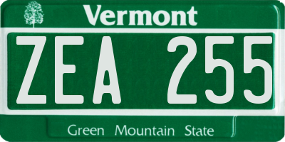 VT license plate ZEA255