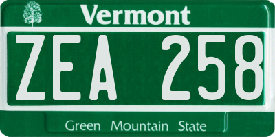 VT license plate ZEA258