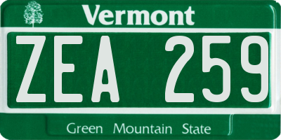 VT license plate ZEA259
