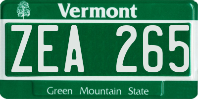 VT license plate ZEA265
