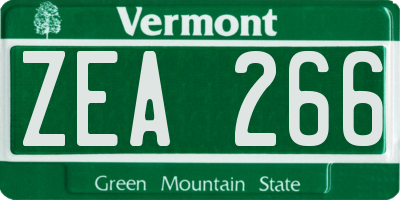 VT license plate ZEA266