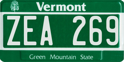 VT license plate ZEA269