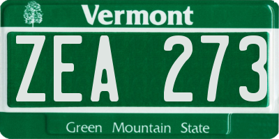 VT license plate ZEA273
